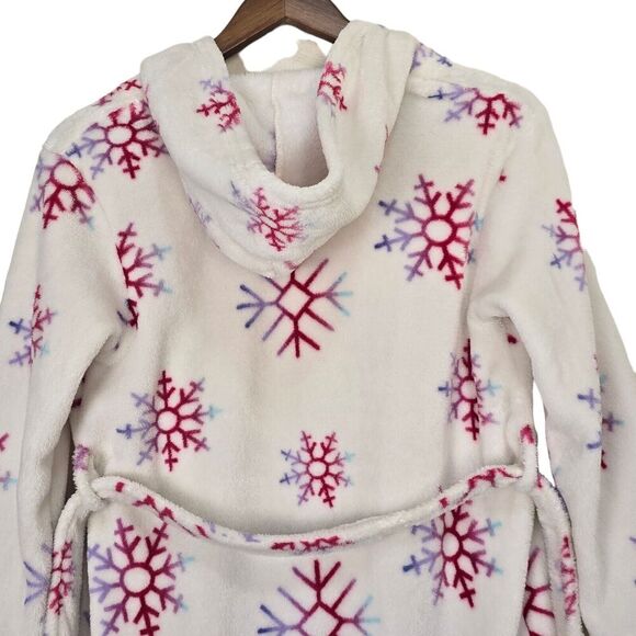 Cat & Jack Girls Plush Fleece Robe Snowflakes Size L 10 12 Bathrobe Purple Pink - Picture 6 of 8